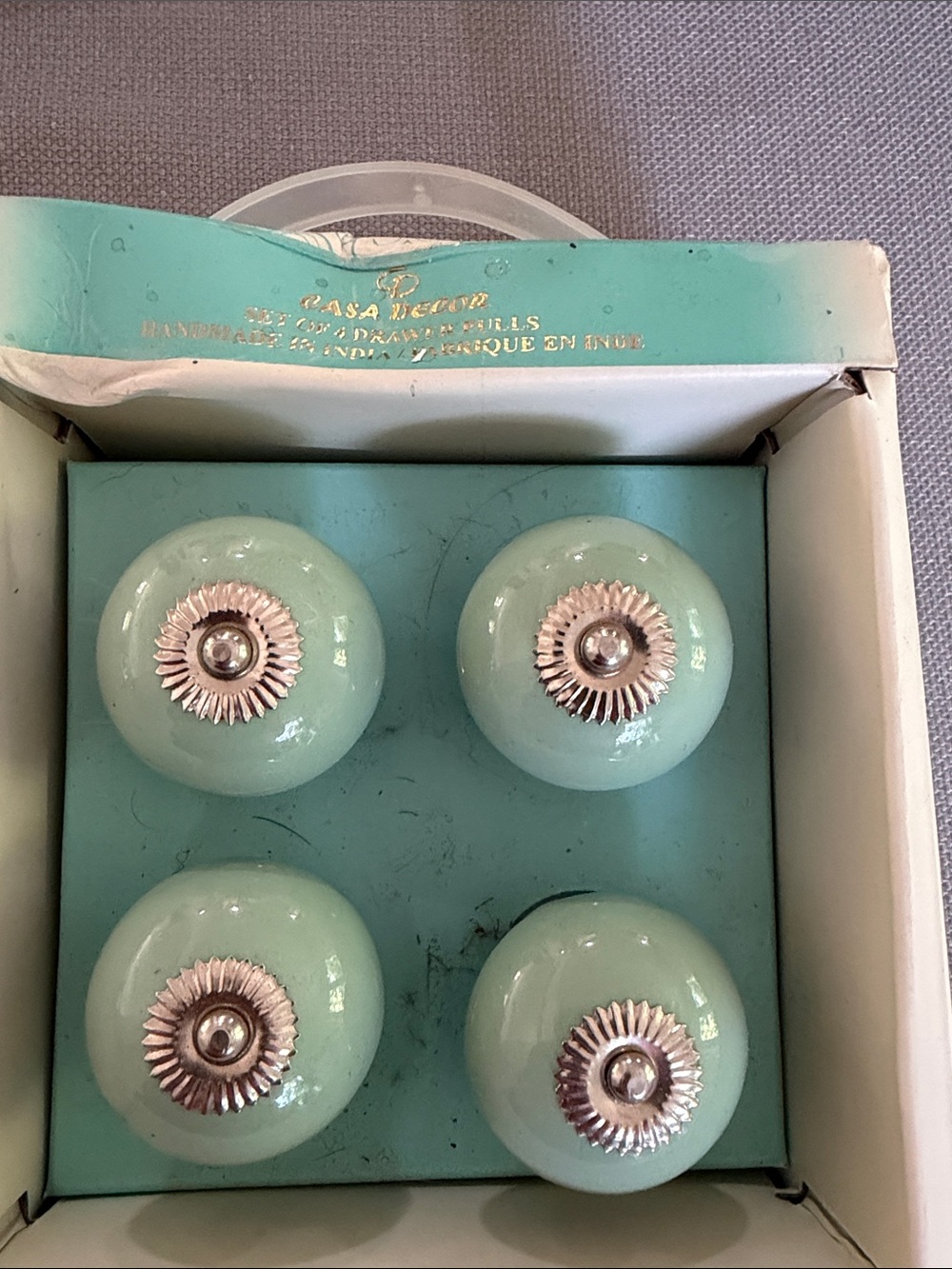 Casa Decor Mint Green Ceramic Drawer Knobs - Set of 4